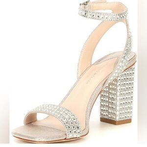 Antonio Melani Marryanna Rhinestone Embellished Ankle Strap Dress Sandals Sz 7.5